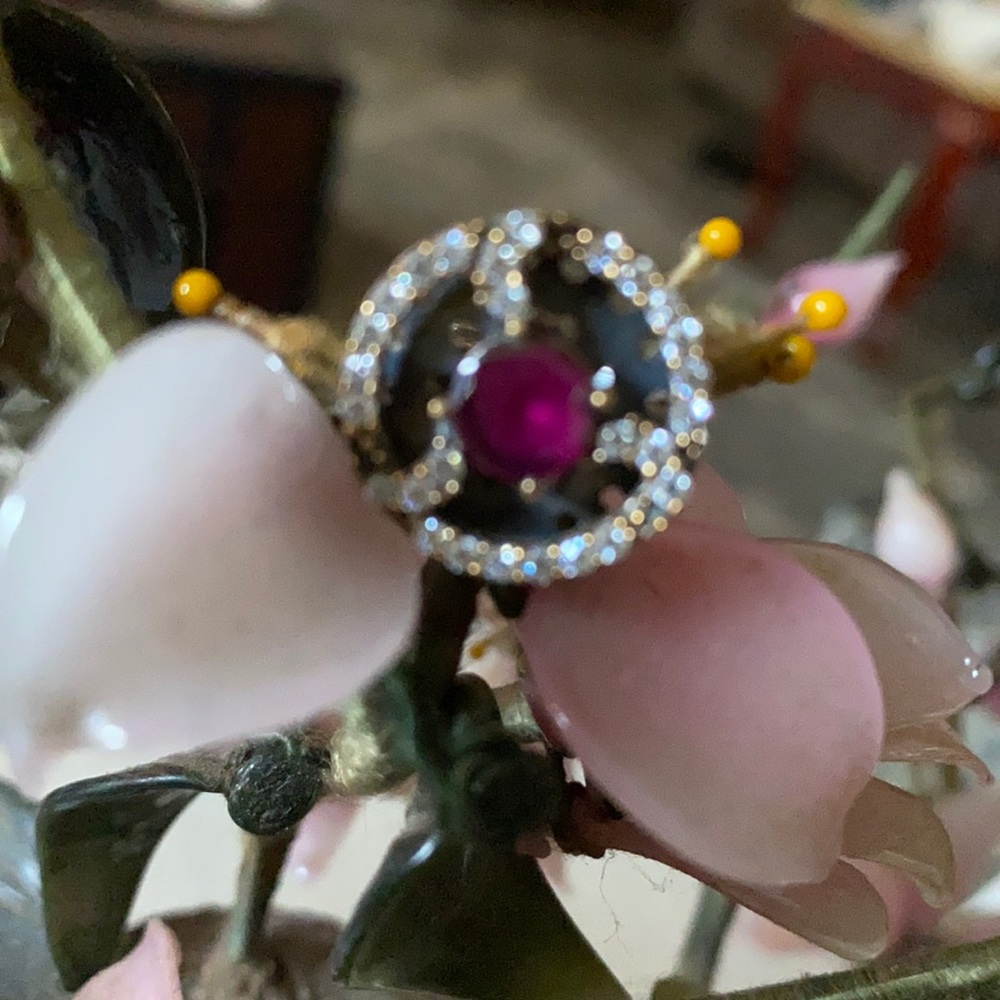 Antique 925 ruby white sapphire ring